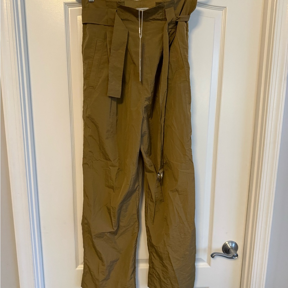 NWT Ganni Tan Paperbag Pants High-Waisted Relaxed Fit